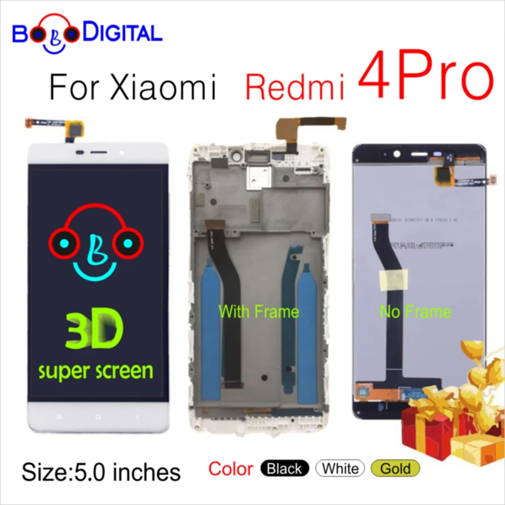 Už Xiaomi Redmi 4 Pro Prime LCD Ekranas + Touch Ekranas skaitmeninis keitiklis komplektuojami Su Rėmo Juodas Baltas Auksas