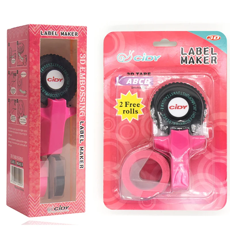 Rožinė Cidy C 101 Rankinis Ženklo Kūrėjų 9mm 3D Įspaudas Plastikinės Etiketės, Juostos Mini Rankena, rašomųjų Mašinėlių Pakeitimo Motex E101