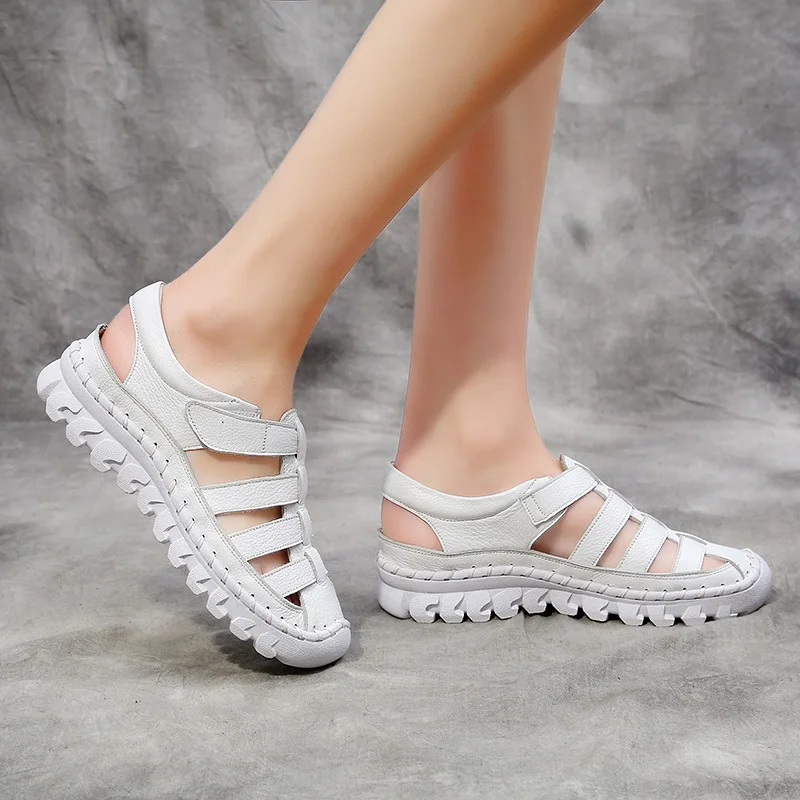 GKTINOO Moterų Sandalai 2021 M. Vasaros Bateliai, natūralios Odos, Kuriems Kojų Minkštas Atsitiktinis Pėsčiomis Zapatos Mujer Plataforma Didelis Dydis 35-43