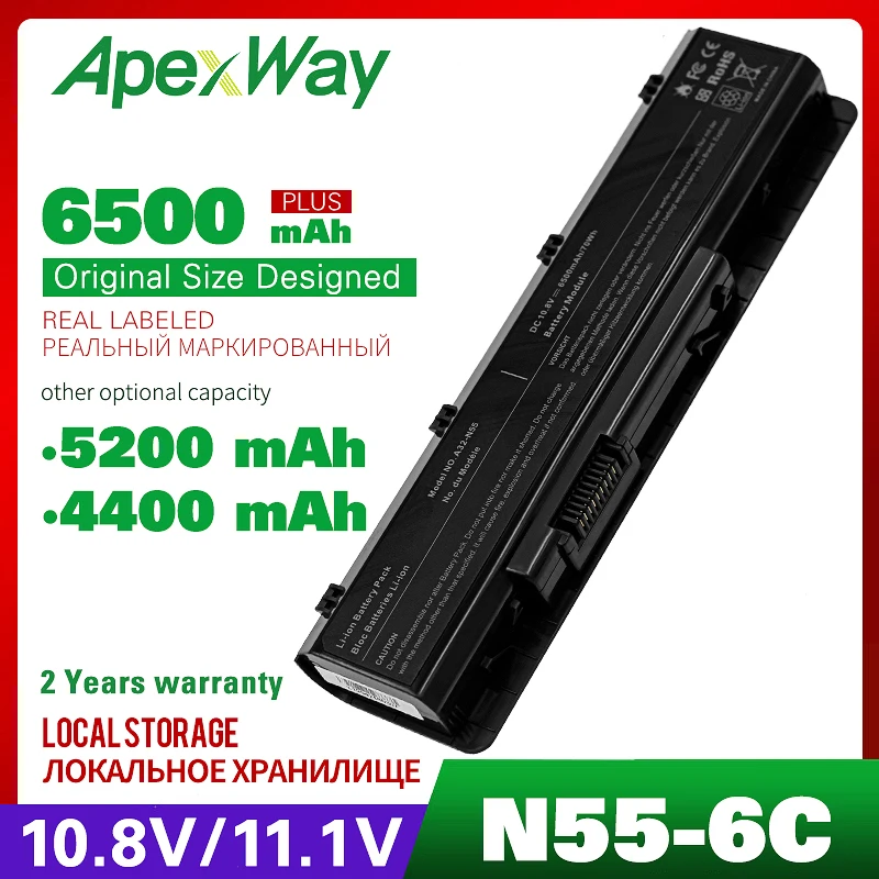 Apexway nešiojamas baterija A32-N55 07G016 HY1875 už ASUS N45 N45E N45S N45F N55 N55E N55S N55SF N75 N75E N75S N75SF baterija