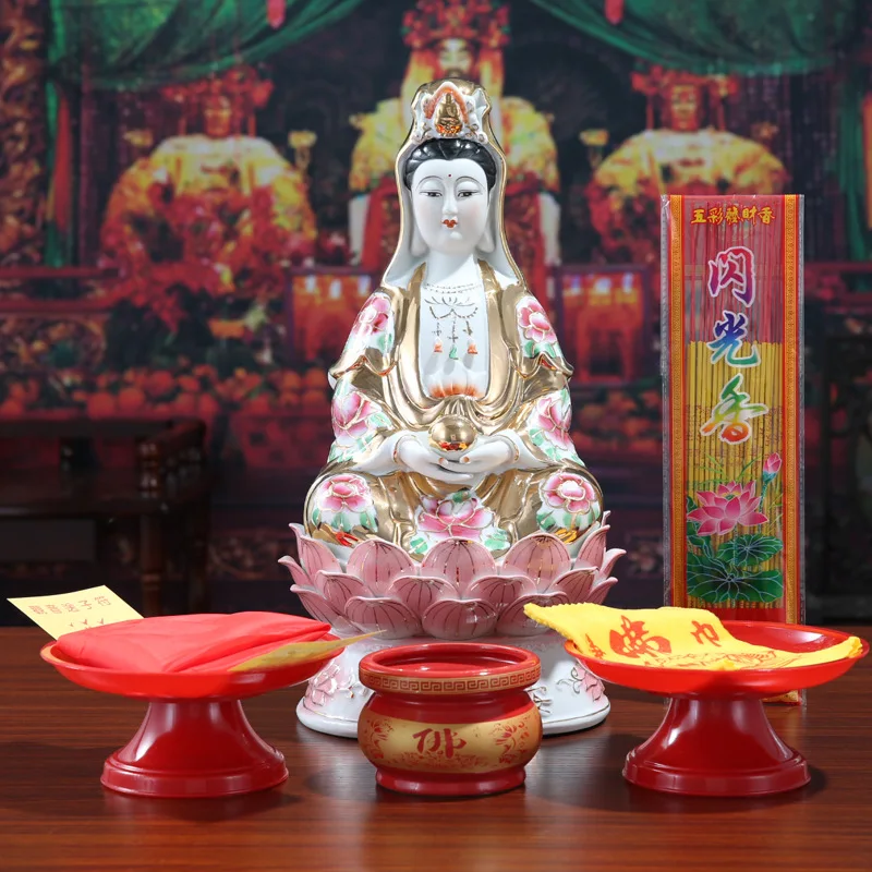 Budistų Keraminės Medžiagos 8 colių Deivė Turtas ir Goddess of Mercy Apdaila iš Pietų Kinijos Jūros Guanyin Bodhisatvos