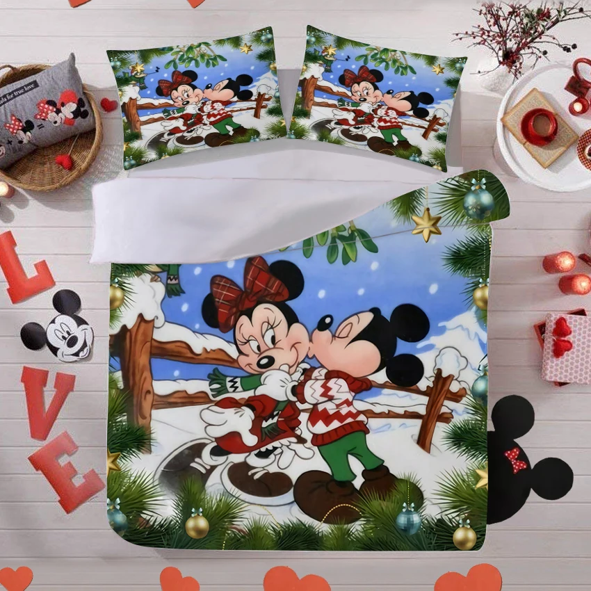 Disney Mickey Minnie Patalynės Komplektas Antklode Padengti Užvalkalas Namų Tekstilės Suaugusiems Vaikams Dovanų Karalienė King Size Lova Nustatyti Kalėdų Dovana