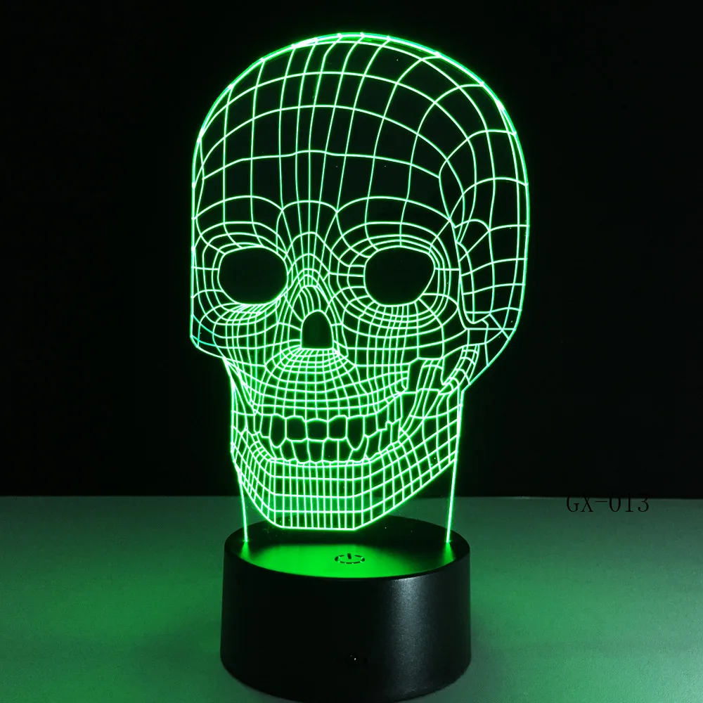 Naujas 3D Kaukolė Žibintas LED Naktį Žibintai su USB Laidu Patalpų Apšvietimas Kaip Kambario Dekoracija 7 Spalvų Gimtadienio Dekoro Dovana GX-013