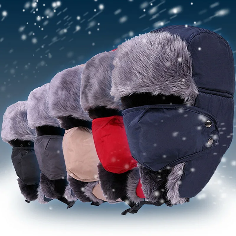 Žiemos Balaclava Earflap Bombonešis Skrybėlės, Šaliko, Kepurės Vyrai Moterys Rusijos Trapper Hat Trooper Earflap Sniego Slidinėjimo Kepurę Bžūp Scarve