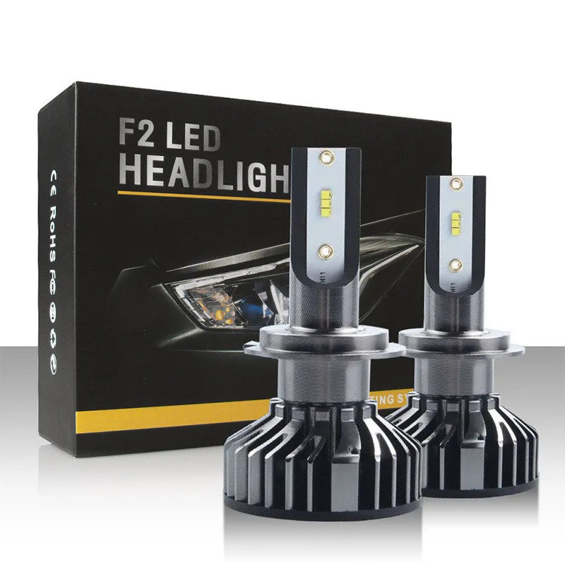 F2 LED Lemputė, priekinis žibintas ZES Lempos Granules Automobilių Žibintai H1 H7, H8, H9 H11 9005 9006 9012 6000K Auto priekiniai Žibintai