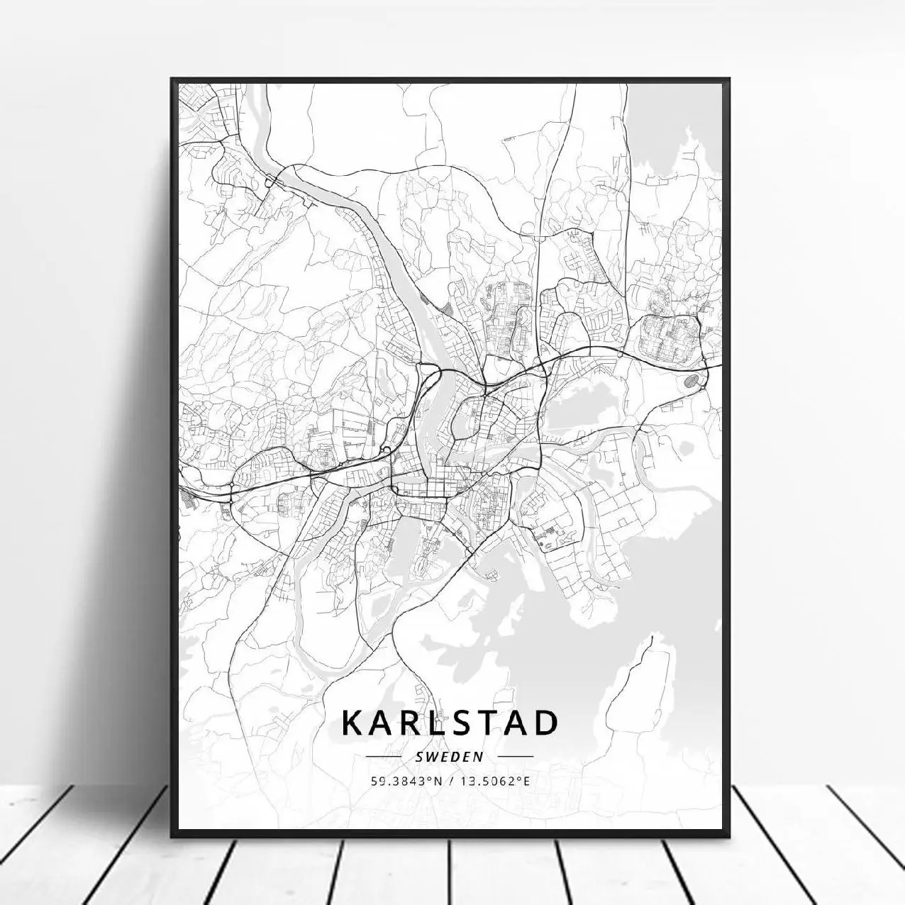 Landskrona Geteborgo Karlstadas sodertalje kalmar Sundsvall, Švedija Drobė Meno Žemėlapį Plakatas