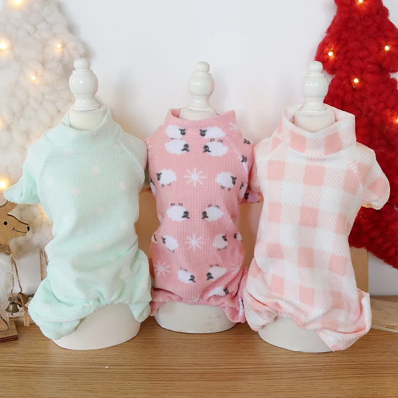 Kelių Spalvų Super Šiltas Keturių Kojų Pižamas Rudens ir Žiemos Naujausias Minkštas Pledas Dizainas Pižama Kvėpuojantis Šunų Drabužius