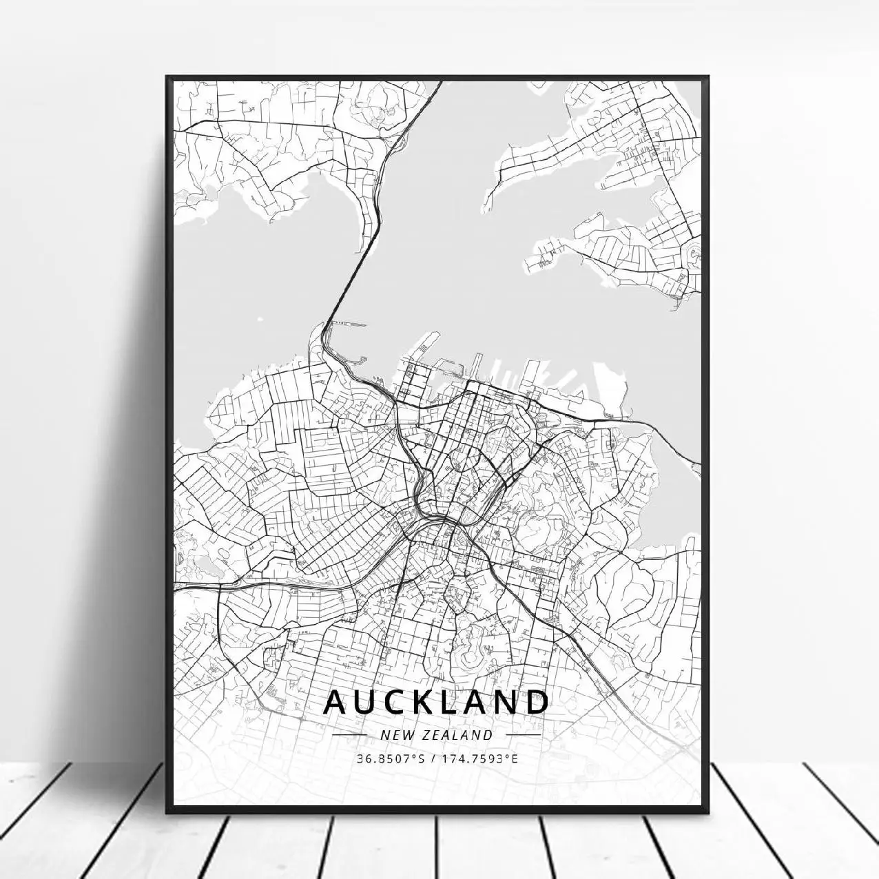 Auckland Dunedin Hamiltonas Queenstown Wellington Christchurch Whangarei, Naujoji Zelandija, Drobė Meno Žemėlapį Plakatas