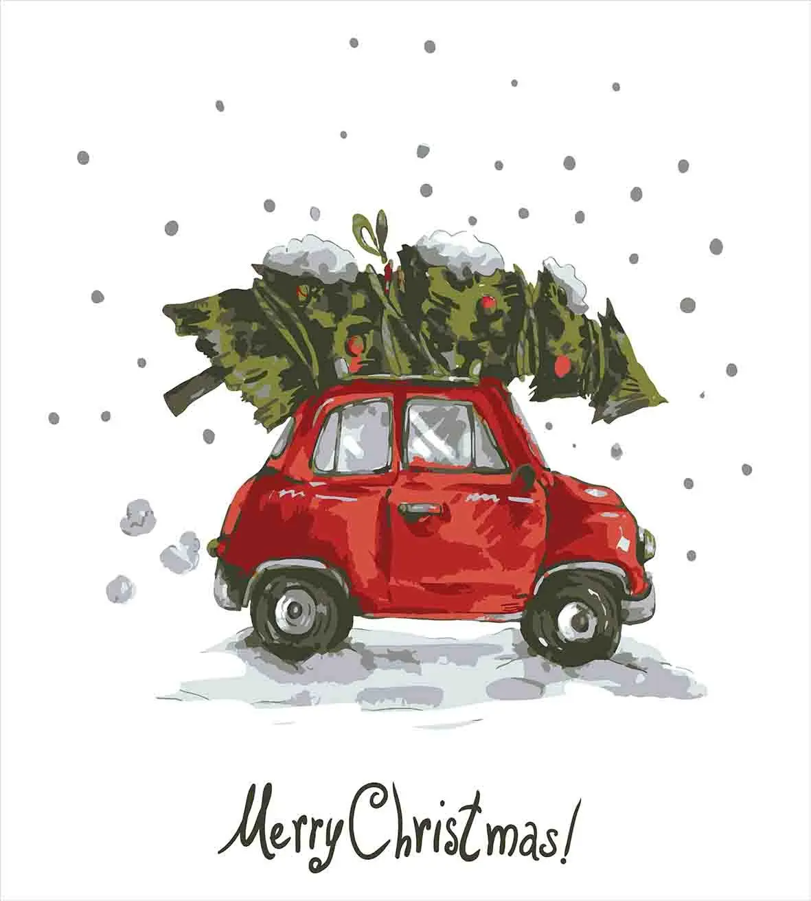 Kalėdų Antklode Padengti Nustatyti Raudona Retro Stiliaus Automobilių Kalėdų Medžio Derliaus Šeimos Stiliaus Pavyzdys Snieguotas Žiemos Dailės Dekoratyvinis 3 Gabalas