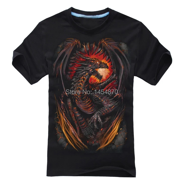 Cool 3D Ugnies Drakonas Roko Prekės vyrų marškinėliai Aukštos Kokybės elementus fitneso Medvilnės, juoda