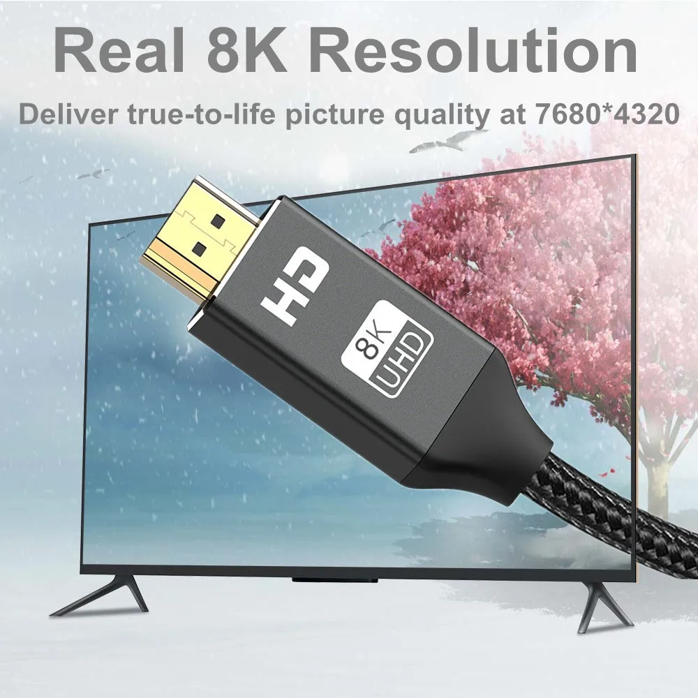 8K HDMI Kabelis HDMI 2.1 8K@60Hz 4K@120Hz HDMI Splitter Jungiklis Pratęsti Kabelis 