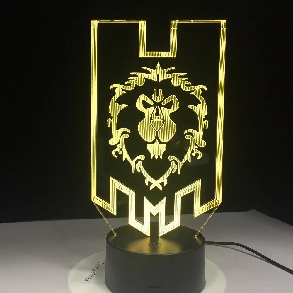 World of Warcraft 3D LED Lempos Aljansas Genčių Ženklai Remote Touch Kontrolę, Naktį Šviesos USB Dekoratyvinis Stalo Lempa Draugo Dovaną