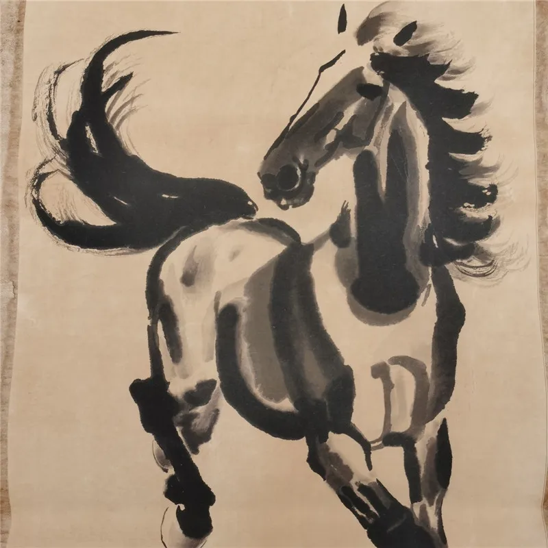 Kinijos Senas Pažymėkite Xu Beihong - Šuoliais Arklių Tapybos Ryžių Popierius, Tapybos Gabalas