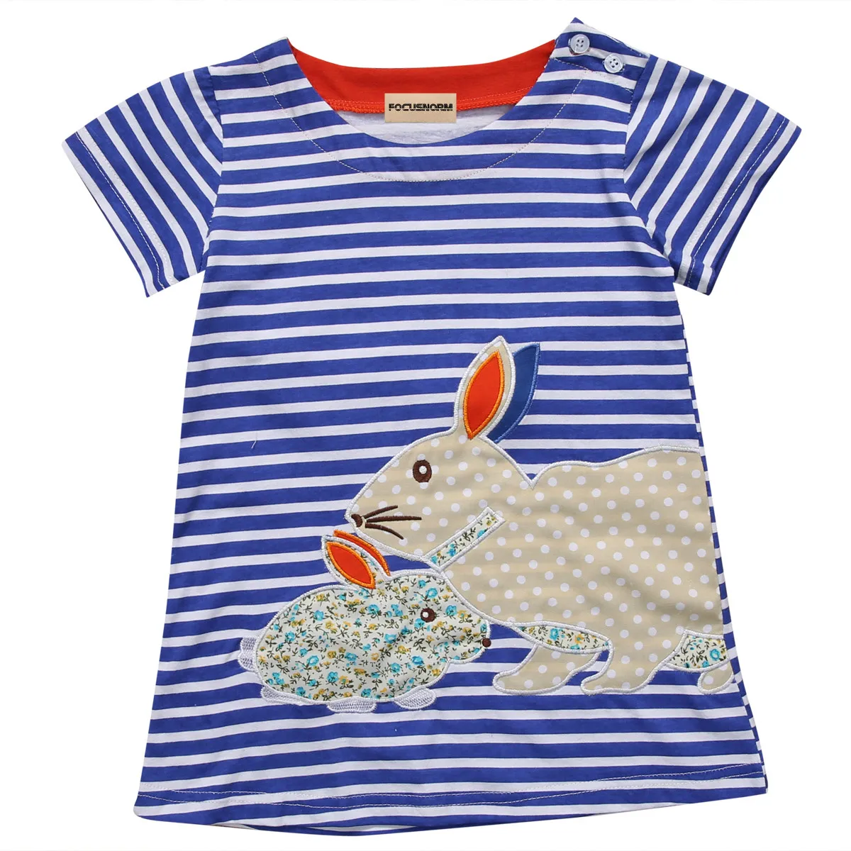 NAUJAS Gana Vaikams, Kūdikių Mergaitės Cute Bunny karinio jūrų Laivyno Balta Dryžuotas Animacinių filmų Mados Suknelė Kūdikiams trumpomis Rankovėmis Suknelė