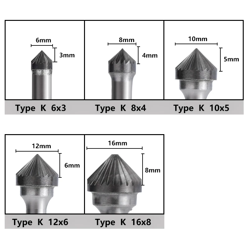 XCAN Vieno Supjaustyti Karbido Burr K Tipo Rotacinis Šerpetų 6mm Strypo Pasukimo Frezavimo Cutter Bauda Dantų Pasukimo Failų