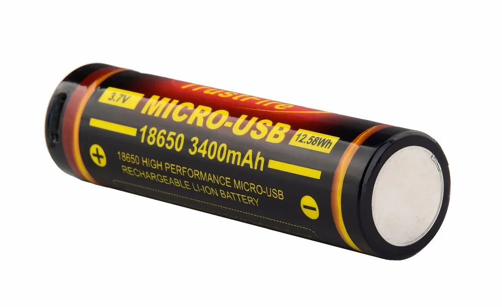 TrustFire 3400mAh 3.7 v 18650 Li-ion Saugomų Įkrovimo Baterija (akumuliatorius su Built-In Micro USB Prievadą