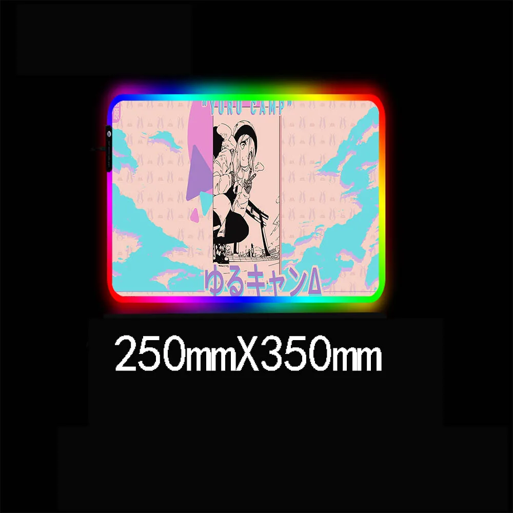 XGZ Anime Yuru Stovykla Kalendorius Pelės Mygtukai RGB Cute Girl Pelės Mygtukai XXL Nešiojamas Office PC Žaidimų Priedai LED Gaming Mouse Pad Mat