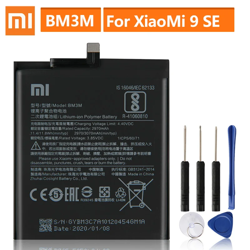 Originalią Bateriją Už XiaoMi Mi9 SE Mi 9SE BM3M Originali Telefono Baterija 3070mAh