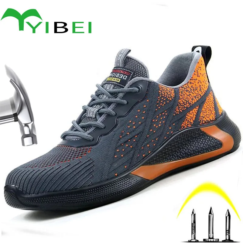 Nauji vyriški poveikio ir pabandyti įrodymas, darbo batai nesunaikinami saugos batus, mados kvėpuojantis šviesos sportiniai bateliai, darbo avalynė 36-48