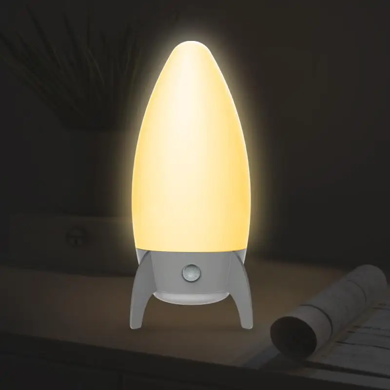 Naktį Žibintai LED Naktiniai staleliai, Lempa Raketų Vaikų Nakties Šviesos Miegamojo Sienos Apšvietimo Jutiklis Kontrolės Animacinių filmų Šviesos Namų Dekoro Cocina