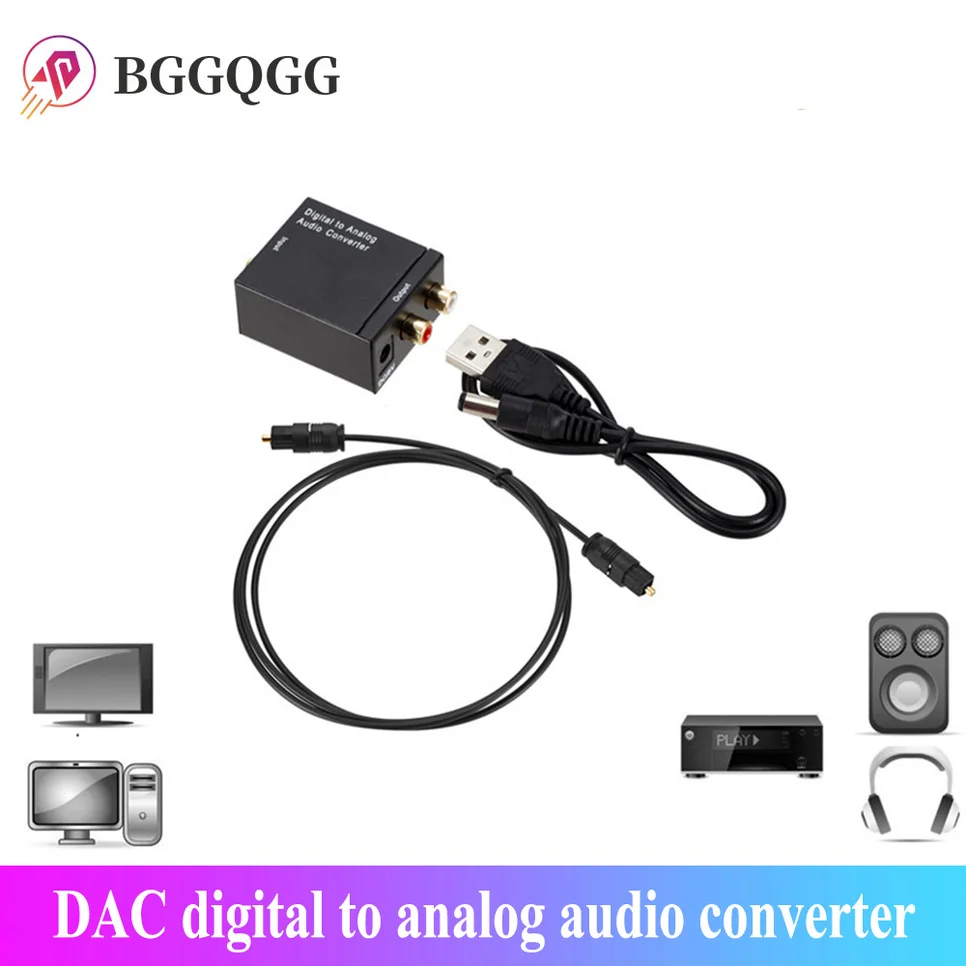 BGGQGG USB DAC Skaitmeninio Į Analoginį Garso Keitiklis DAC Stiprintuvas Audio Toslink Bendraašius Signalas RCA R/L Audio Dekoderis SPDIF TV PC