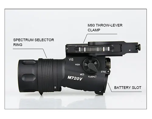 Taktinis M720V LED Žibintuvėlis Akimirksnį / Nuolat / Strobe CREE R5 400 Liumenų Airsoft Gun Žibintuvėlį 2 Spalvų Medžioklės