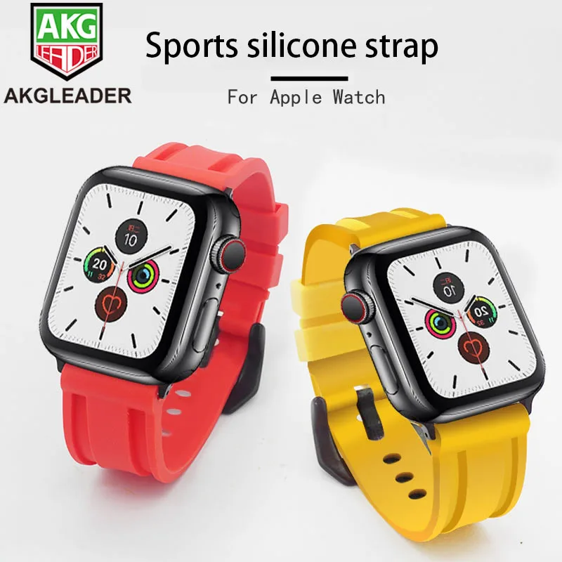 AKGLEADER Apple Žiūrėti Series 5 4 44mm 42mm Sporto Paprasta Solicone Žiūrėti Juosta Dirželis iwatch 3 2 1 40mm 38mm Watchbands