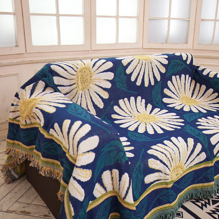Daisy Gėlių formos Antklodė kaimo Amerikos smėlio plaukų rankšluosčiu apima Sofos, Sofa-Dekoratyvinis Slipcover Aukštos Kokybės Antklodė