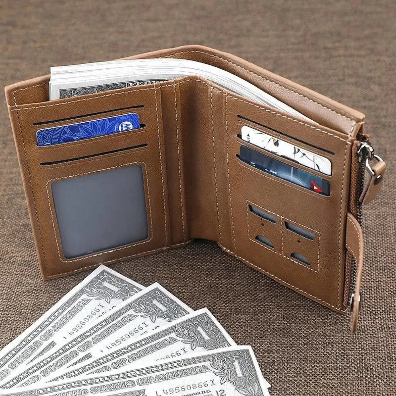 Custom Graviravimas Foto PU odos piniginės, vyriškos Trumpas Retro Piniginės Multi-Card Tiek Užrašu 