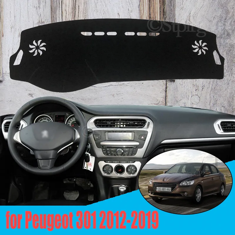 Anti-Slydimo Anti-UV prietaisų Skydelio Kilimėlis Padengti Trinkelėmis Dashmat Apsaugoti Kilimą Peugeot 301 2012-2019 Priedai