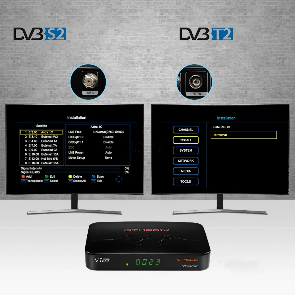 NAUJAS TV Imtuvas Palydovinis tv imtuvas DVB-S/S2/S2X+T/T2, VCM/ACM/multi-stream/T2MI GTMedia V7 pro palaiko CA kortelės lizdas TV dekoderio
