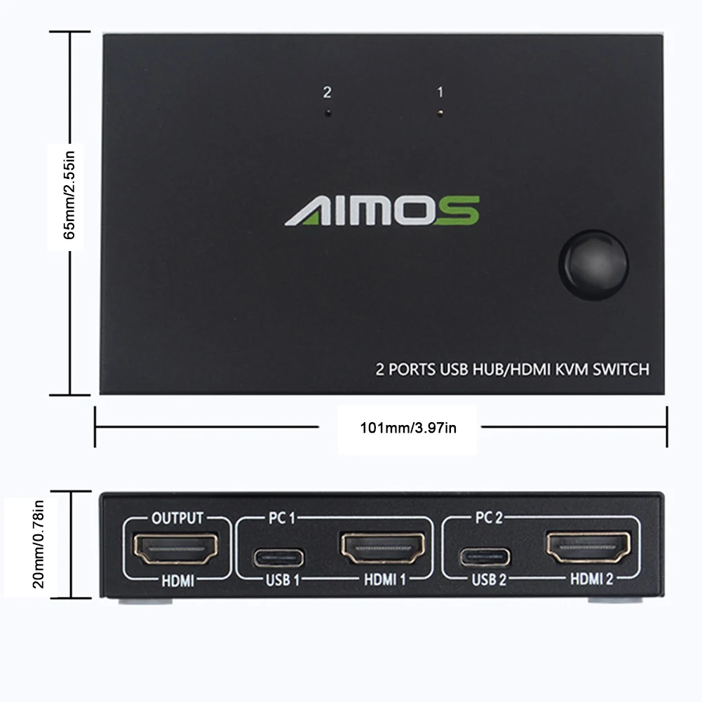 Iš 4K USB HDMI suderinamus KVM Switch Box Vaizdo Ekranas USB Jungiklis Splitter 2 VNT Bendrinimo Klaviatūrą, Pelę, Spausdintuvą Prijungti Paly