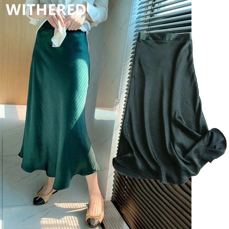 Nudžiūvo, england stilius office lady paprastas kieto satino elegantiškas vasarą midi sijonas moterims faldas mujer moda 2020 m. ilgi sijonai, moteriški