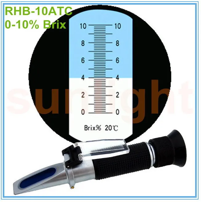 RHB-10ATC 0-10% Brix Refraktometru su Plastiko Mažmeninės Langelyje Stebimų ir Pristatymo Paslaugos