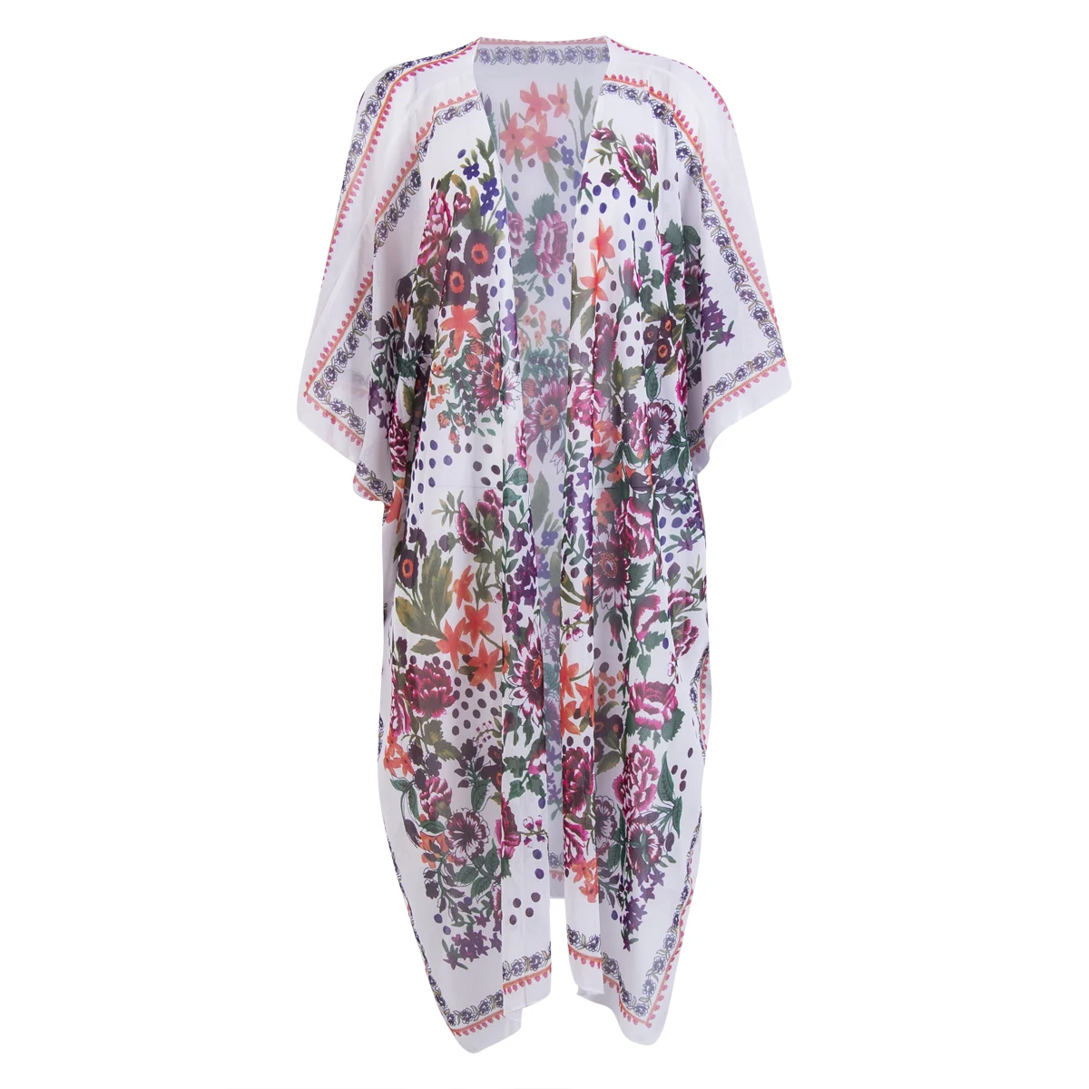 Moterų Palaidų Gėlių Spausdinti Palaidinė Vasaros Atsitiktinis Boho Šifono Kailio Šalikas Kimono Megztinis Viršūnes Plius Dydis 3XL