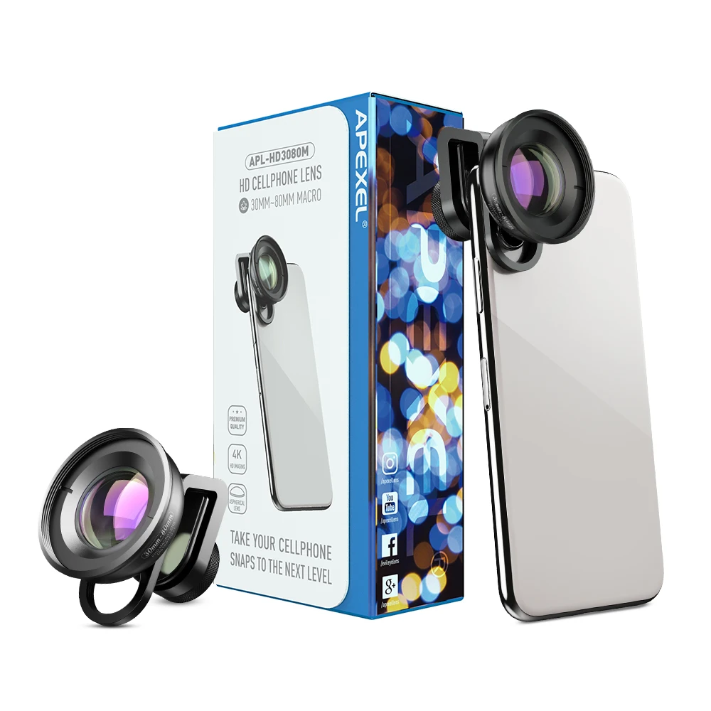 APEXEL HD Optinis 30mm-80mm Makro Objektyvo Telefono Fotoaparato Objektyvas Super Makro Lentes 