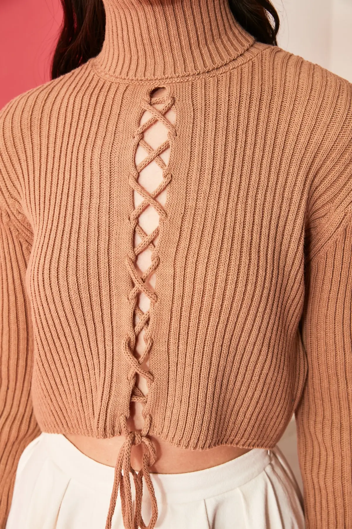 2020 Moterų Žiemos Decollete Golfo Kupranugaris Priekyje Jungiamąją Išsamios Mezgimo Pasėlių Viršutinis Trikotažas Megztinis Kasdien-šalis Nešioti Moterų Megztinis