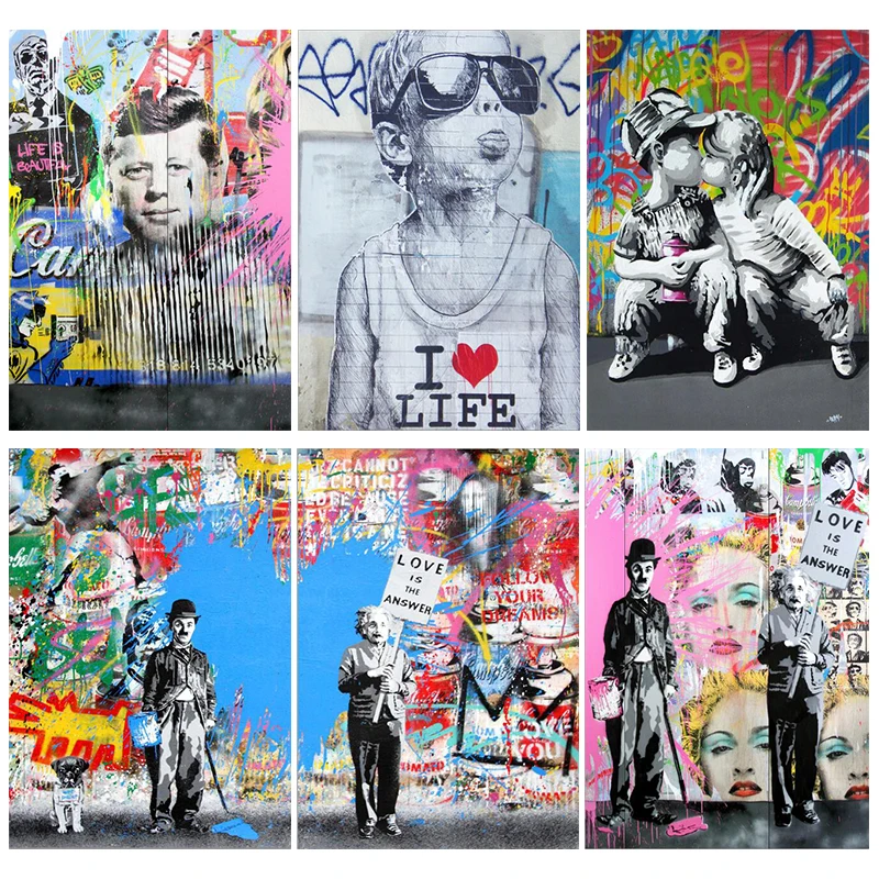 Gatvės Grafiti Meno Atlikite Savo Svajones Drobės Tapybos Plakatai ir Abstraktus Pop Meno Spaudinius Sienos Nuotraukas Gyvenimo Kambario Dekoro