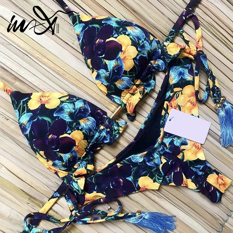 Be-X kutas maudymosi kostiumėlis su gėlių Seksualus push-up bikinis 2020 mujer apynasrio maudymosi kostiumėliai moterims, Maudymosi kostiumą, moterims plaukti kostiumas bather