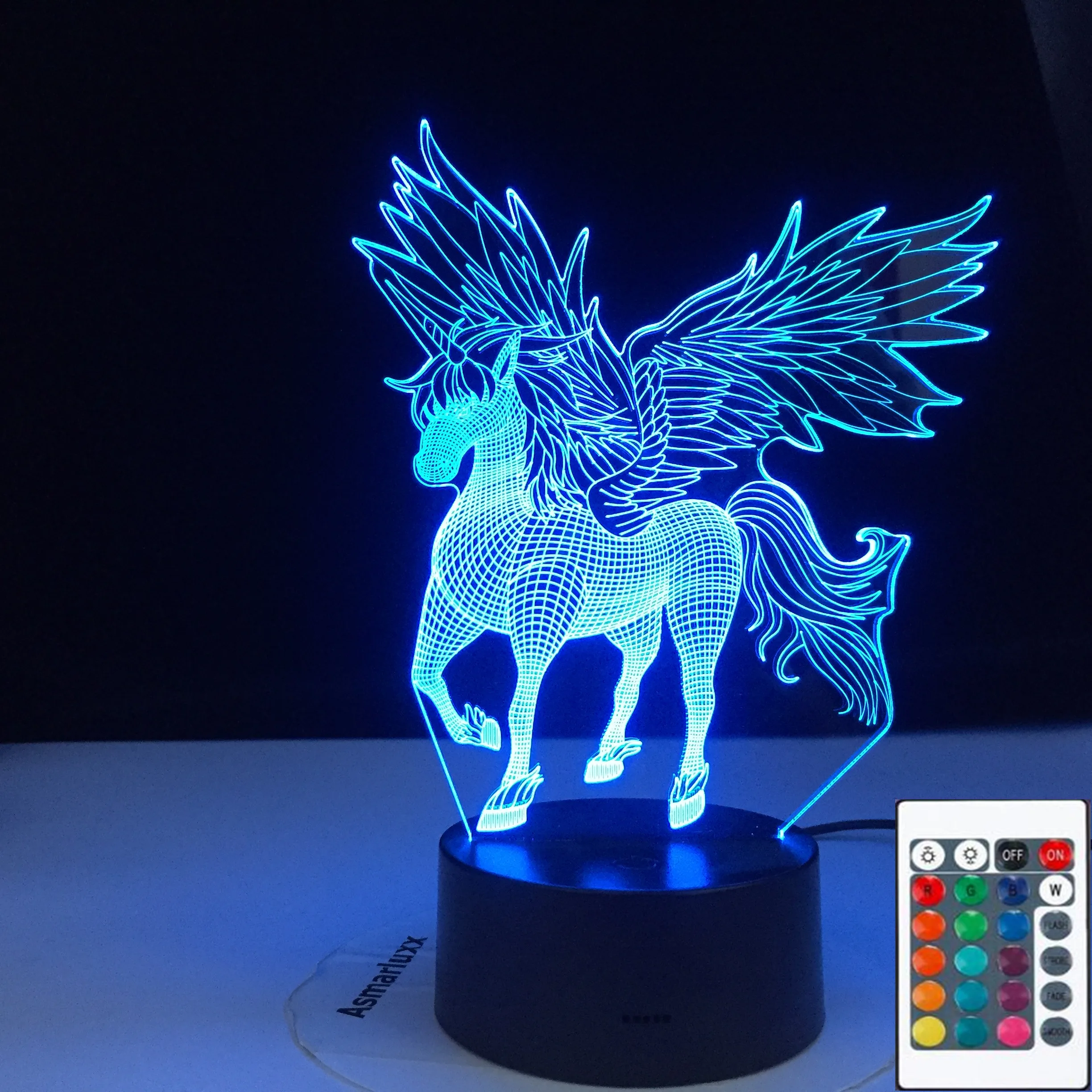 3W Remote Touch Kontrolės 3D LED Nakties Šviesos Vienaragis Formos Stalas Stalo Lempos Kalėdos Namų Puošybai Mielos Dovanos Vaikams