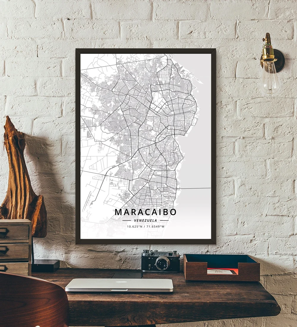 Karakasas Maracaibo Venesuela Žemėlapis Plakatas