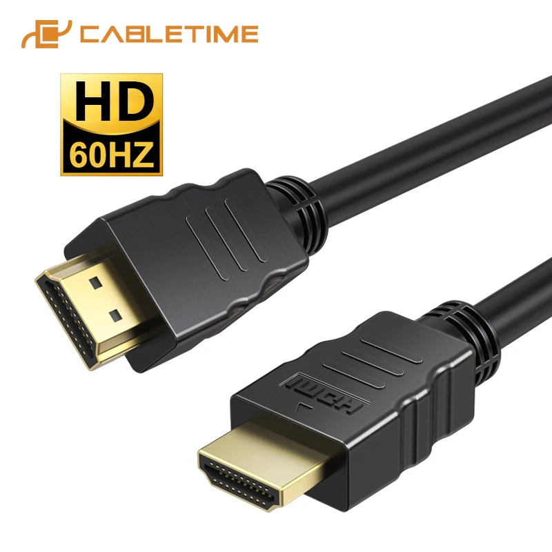 Cabletime HDMI į HDMI Kabelis, 1.4 Auksu HDMI Male-Male kabelio 1080p 3D HDMI Kabelis Didelės Spartos HDTV splitter switcher C221