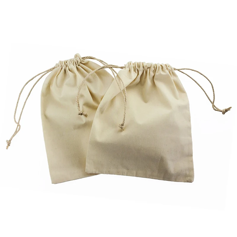 Medvilnės maišelis rinkinys 12 gabalus su kaspinu 10x15 cm Smėlio spalvos lino, Medvilnės maišelį WN0239