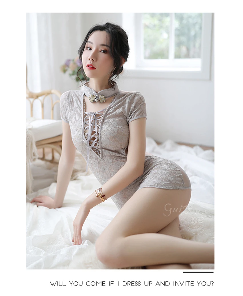 Moterų Cheongsam Suknelė Backless Bodysuit Seksualus Tvarstis Kinų Tradicija Suknelės Tuščiaviduriai Iš Babydoll Sexy Hot Erotinio Apatinio Trikotažo Komplektas