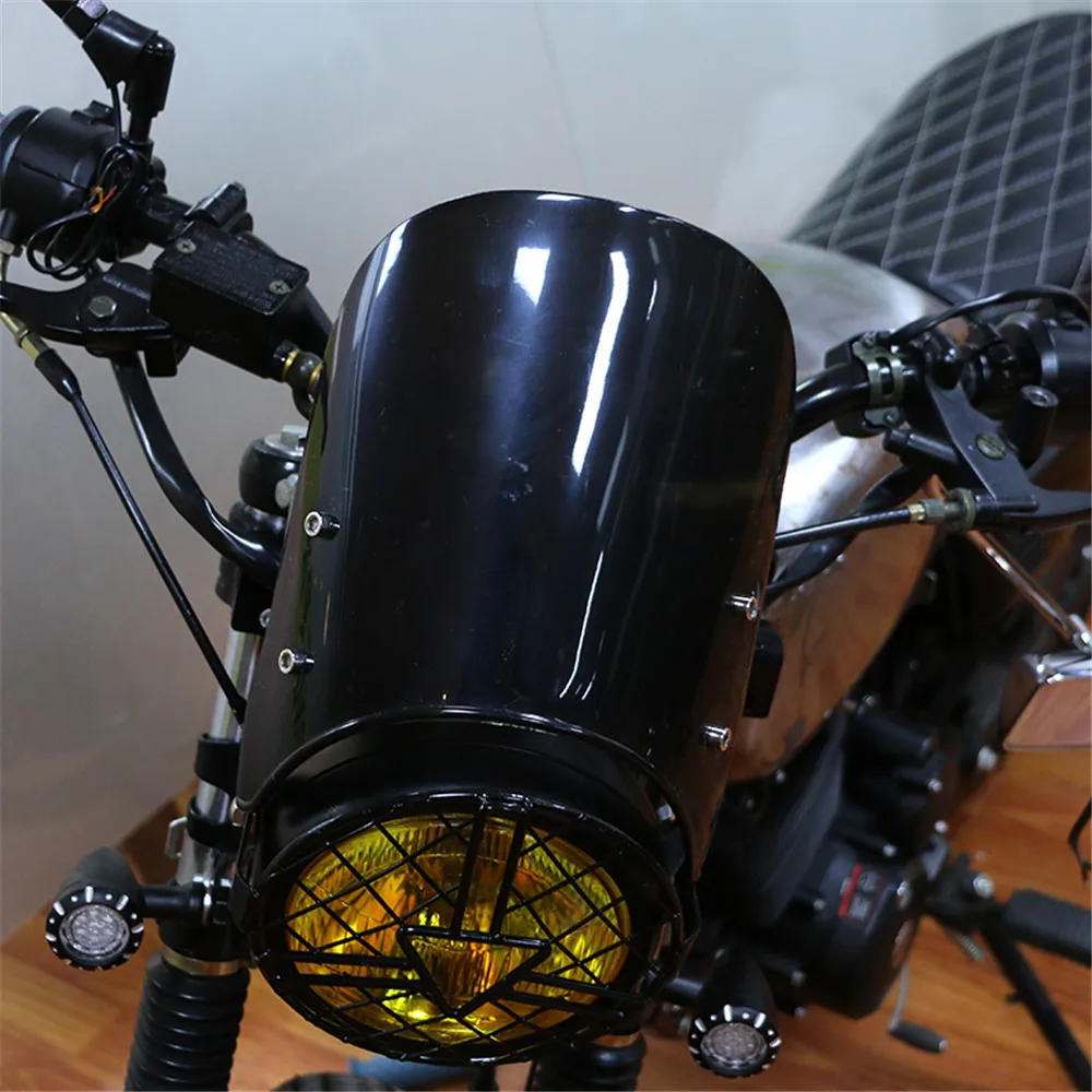 5-7 colių Motociklo Retro Cafe Racer priekinis žibintas priekinio Stiklo, Prietaisų Skydelis Tinka Honda Yamaha XJR 1300 Suzuki GSX 1400 Royal
