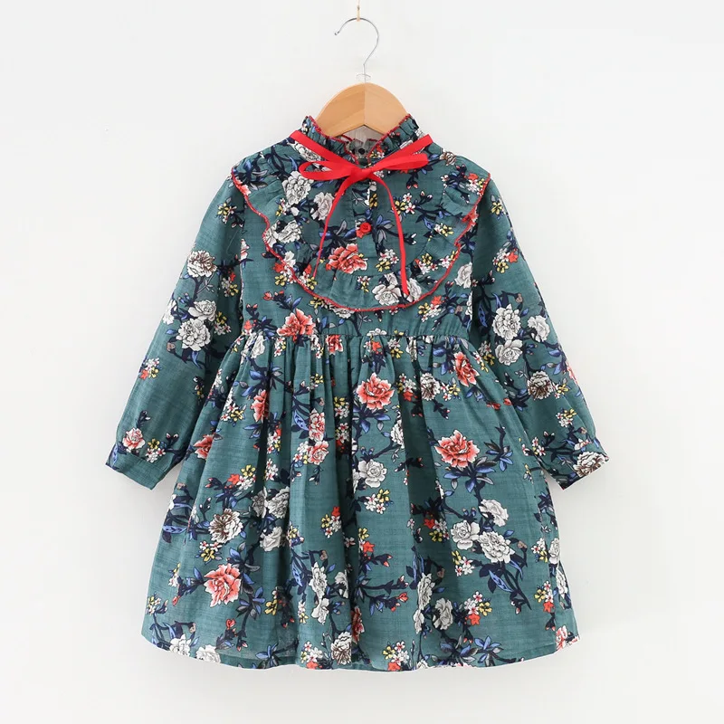 2020 m. Vaikų mergaičių pavasario dress drabužiai vaikams nauji mados ilgomis rankovėmis gėlių spausdinti plisuotos Suknelė 3-8 metų !