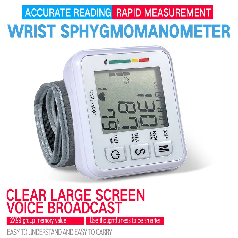 Anglų Kalba Namų Automatinė Protingas Riešo Elektroninių Sphygmomanometer Nėra Balso Sfigmomanometrams Kraujo Spaudimas
