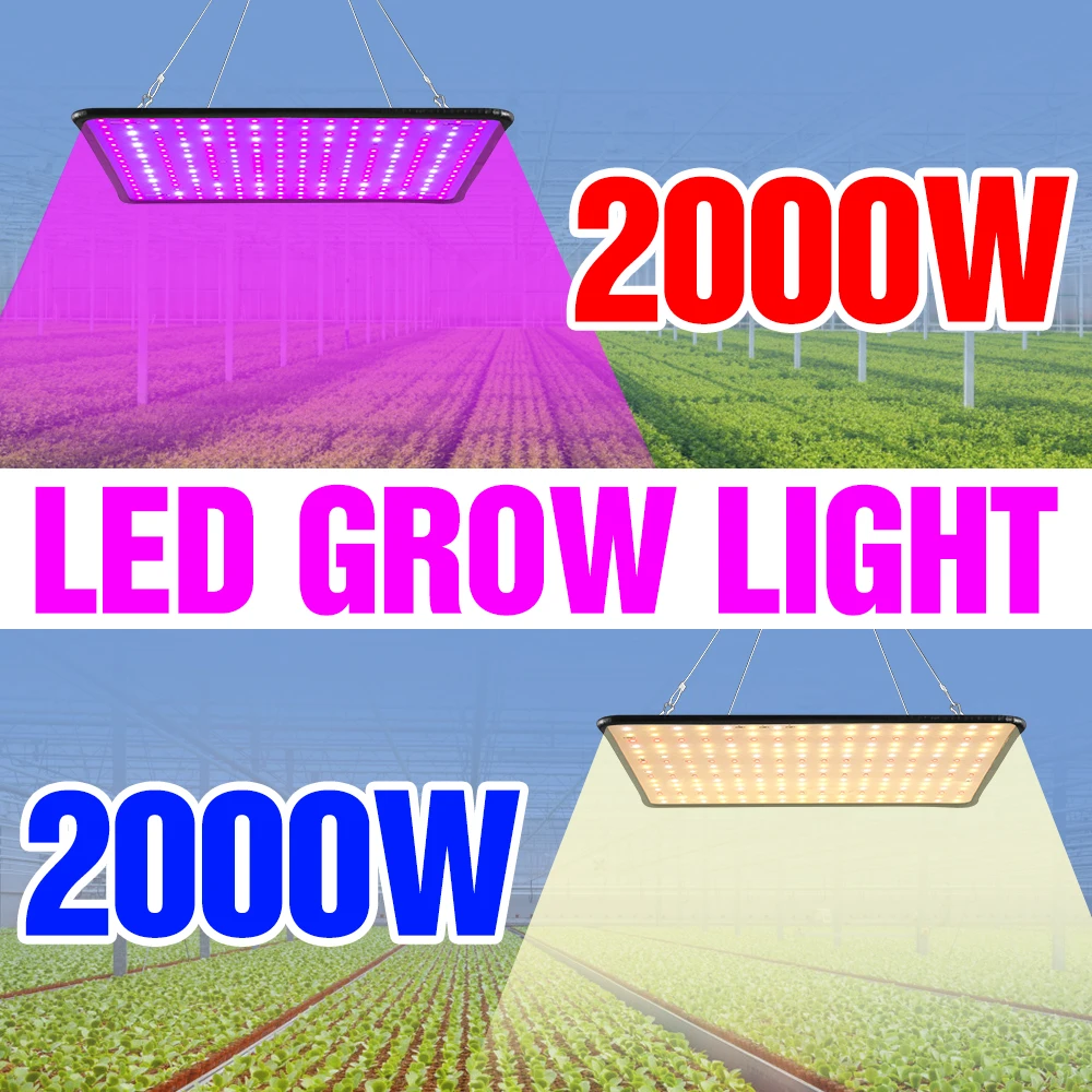 Augti LED Full Spektro Šviesa 2000W Šiltnamio efektą sukeliančių LED Augalų Lempa 220V Fito LED Auginimo Lempos Gėlių Daigų Hydroponic Šviesos 110V