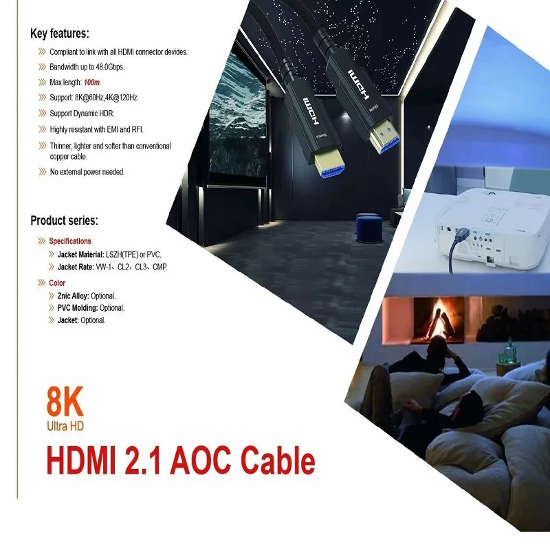 Optinio Pluošto HDMI 2.1 Kabelis-Ultra HD 