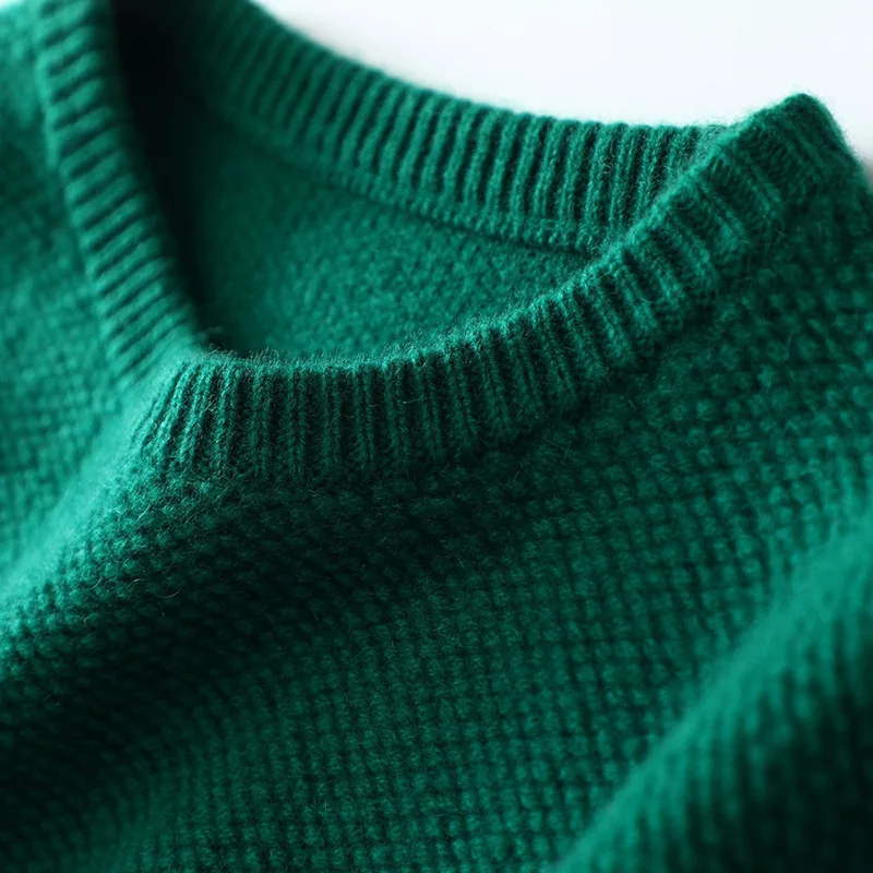 Kašmyras laisvi megztiniai moterų megzti žiemos mados įgulos kaklo, ilgomis rankovėmis storas megztinis laisvalaikio prekės star elegantiškas puloveriai